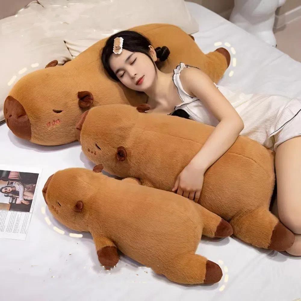 40/60/80cm Stuffed Hugging Body Pillow Giant Long Pillow Cartoon Capybara Plush Toy Home Decor