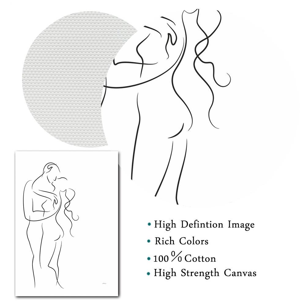 Принт пара настенное искусство холст живопись рисунок линией пара рука любовь поцелуй плакаты и принты скандинавские картины декор гостиная