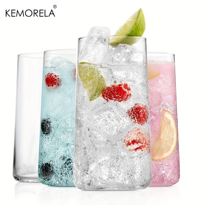 KEMORELA Стаканы для воды 1/2/4 шт. Тонкие стаканы хайбол Прозрачные высокие стаканы Чашки для воды, сока, напитков и коктейлей Можно мыть в посудомоечной машине