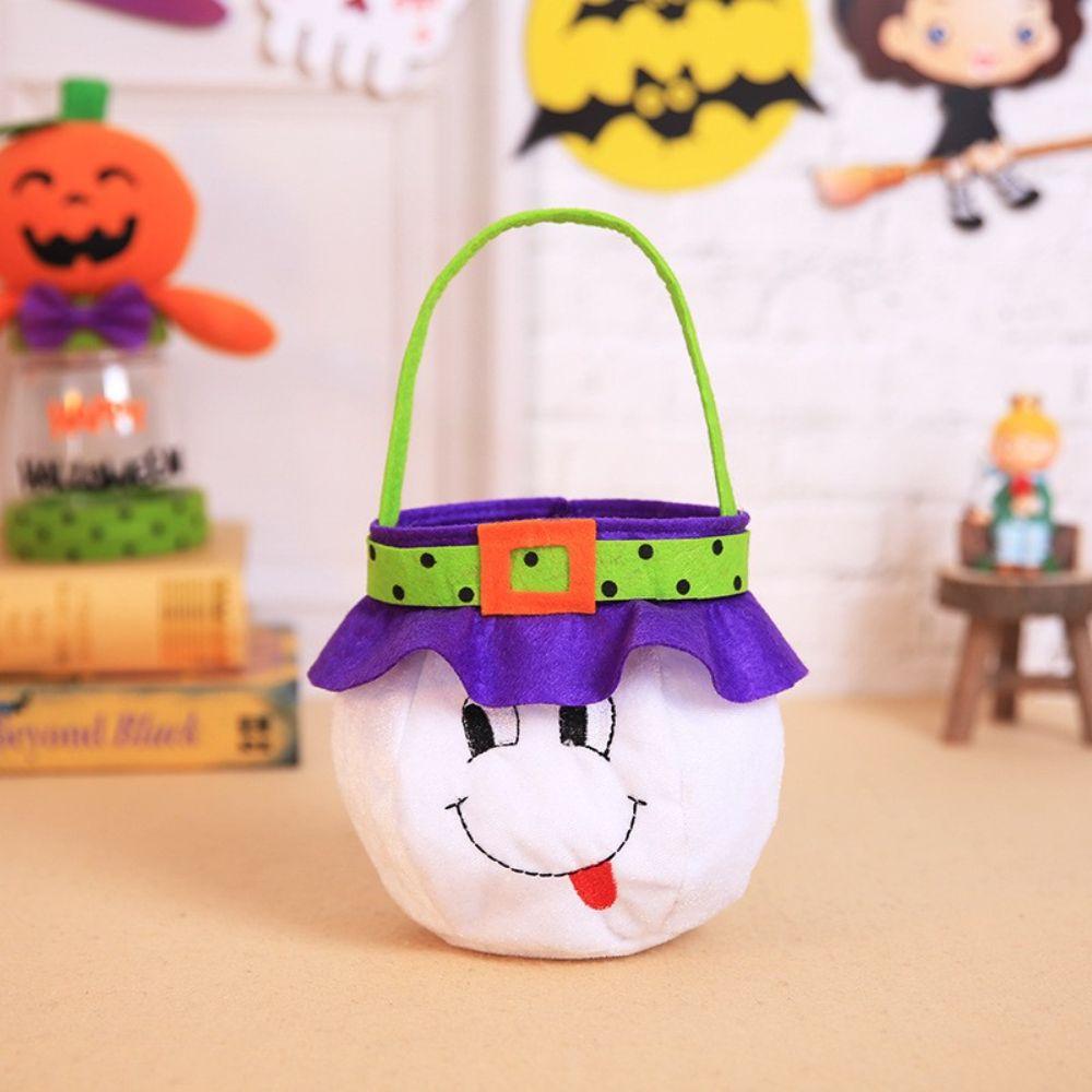 Happy Gift Basket Trick Or Treat Halloween Candy Bag Pumpkin Handbag Tote Bags Loot Bag