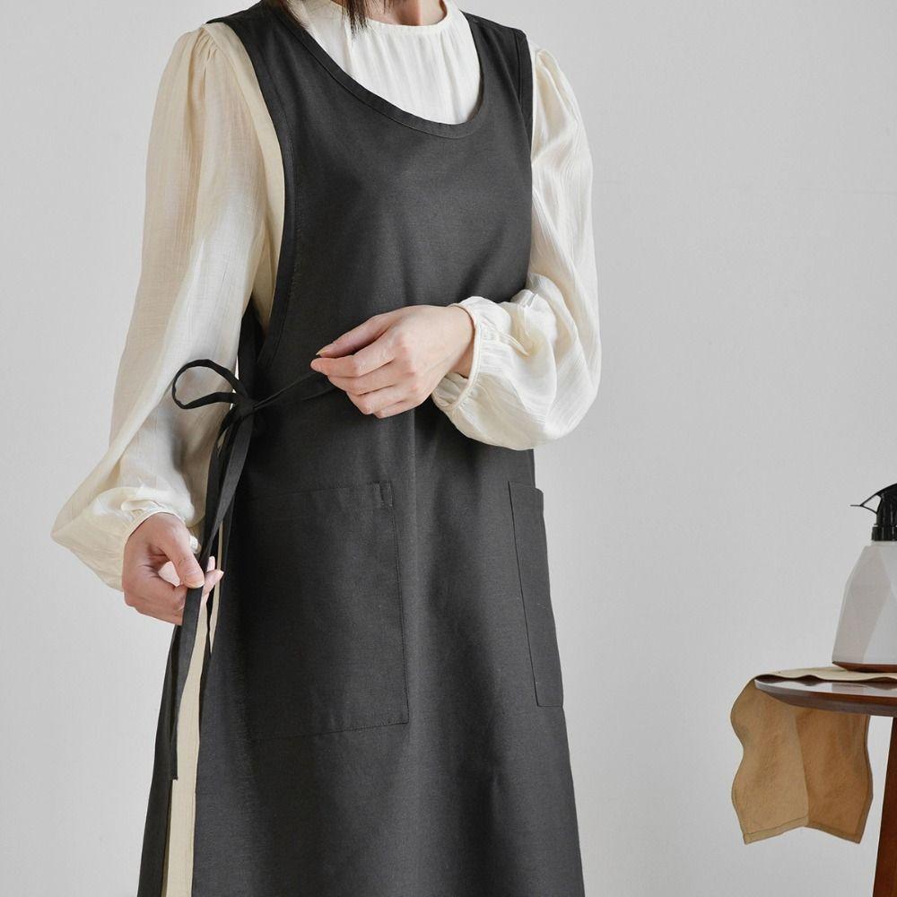Водонепроницаемый фартук из чистого хлопка, фартук шеф-повара в японском корейском стиле, бытовой кухонный фартук, отель