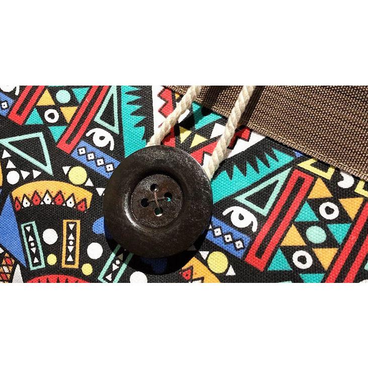 Women's Large Capacity Canvas Single Shoulder Bag National Style Street Bag Mother Versatile Shopping Bag Colorful Casual Handbag CLE