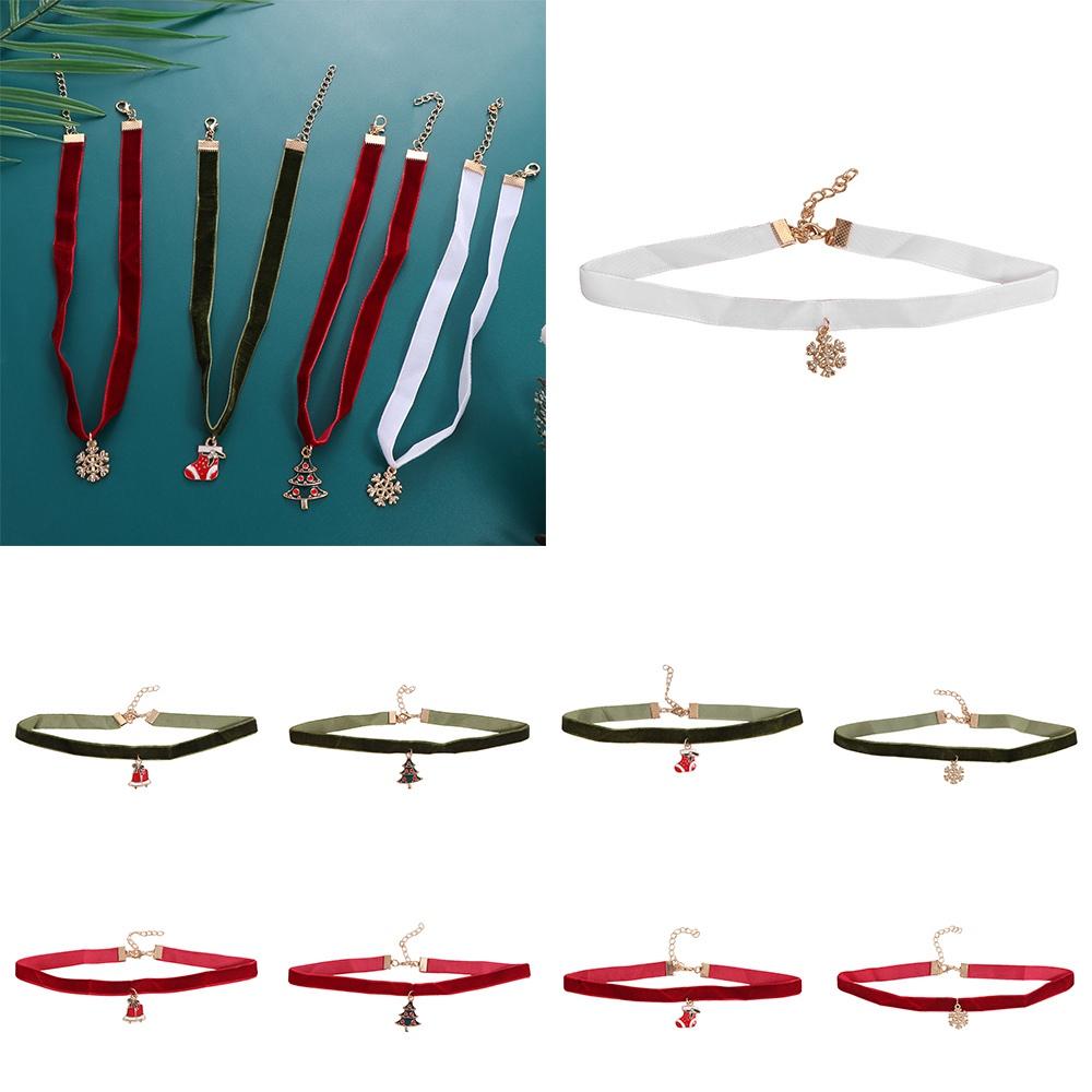 Cartoon Christmas Choker Clavicle Chain Cartoon Pendant Choker Velvet Collar Necklaces Festival