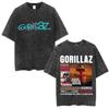 2026 Y2k Футболка Унисекс Одежда Новинка Топы и Футболки Camisetas Стирка Винтаж Рок-группа Gorillaz The Mountain Tour Одежда Мужская