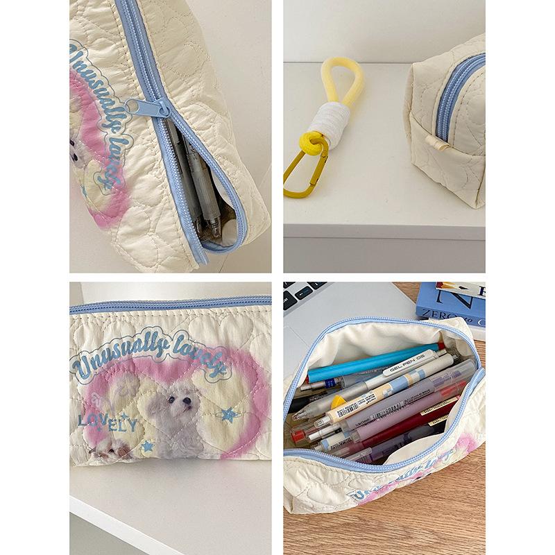 Love Quilting Women's Storage Bags Cute Cartoon Print College Girls Pencil Case Cosmetic Bag Simple Female Clutch Purse Handbags