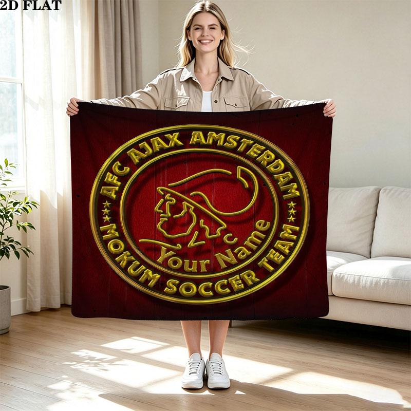 1PC AFC Ajax Custom Name Patterned Flannel Blanket Suitable For All Seasons for Home Decor Warmth and Comfort Gifts Holiday Present