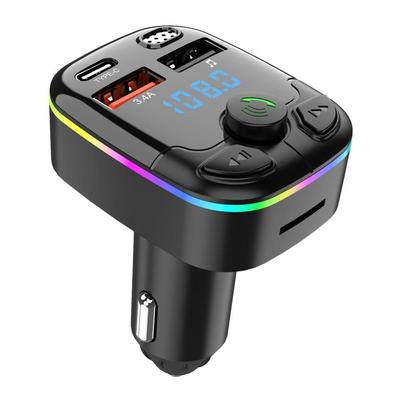 Автомобильный FM-передатчик Bluetooth 5.0 PD Type-C Dual USB Ambient Player MP3-зарядное устройство Type-C Беспроводной светильник 18 Вт Handsfree PD QC3.0 Y3Z4