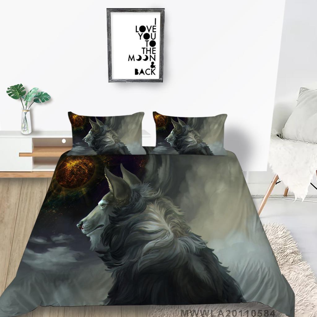 Комплект постельного белья с 3D-волчьей тематикой и пододеяльником с принтом волка, наволочка из 2 или 3 предметов AU240 * 270, очень большое украшение для дома