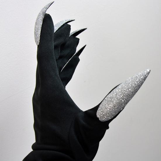 1 пара жутких перчаток ведьмы на Хэллоуин с блестящими ногтями, длинные перчатки с ногтями на Хэллоуин, реквизит для выступлений, аксессуары для костюмов для косплея, праздничное платье