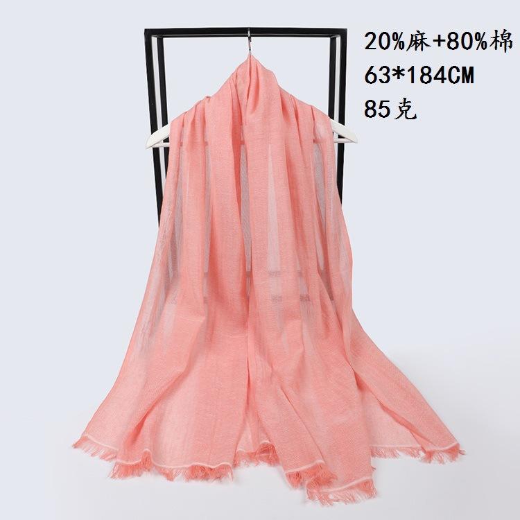 Spring and Summer Light and Skin-friendly Sunscreen Cotton and Linen Solid Color Plain Color Natural Fiber Women's Scarf, Spring and Summer