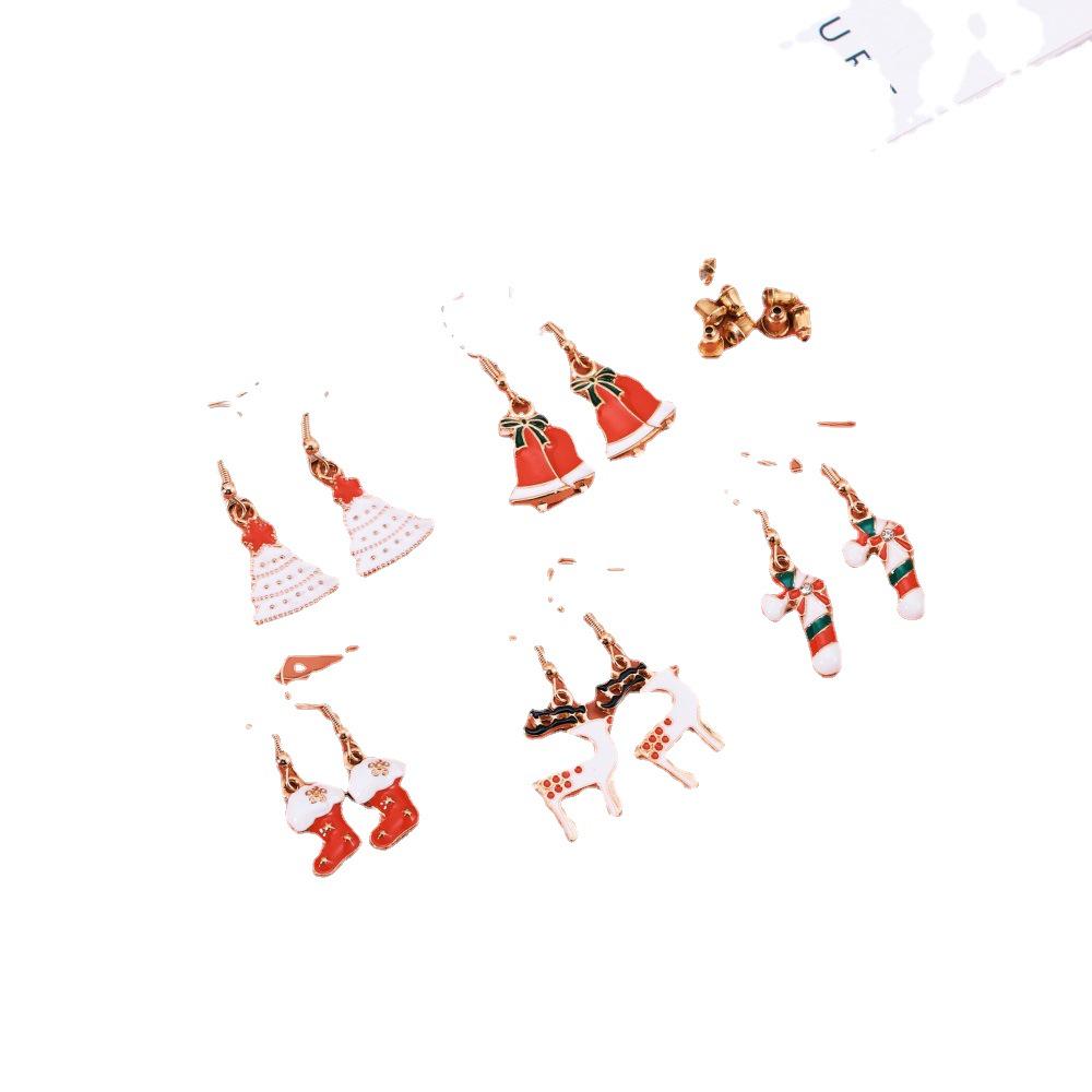Европейские и американские рождественские серьги-трости с дизайном снежинок и Санты
