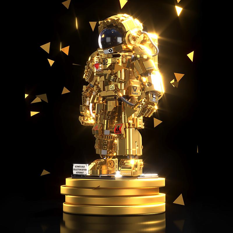 Technical City Space Astronaut Figures Model Building Blocks Exploring Gold Collection Edition Spaceman Bricks Toys Kid Gift