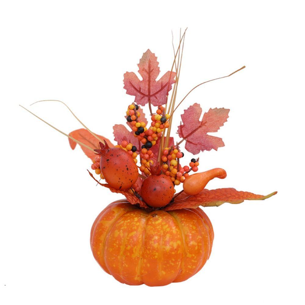 Simulation Flowers Artificial Pumpkins Ornament Sunflower Orange Halloween Pumpkins Maple Leaf Pomegranate