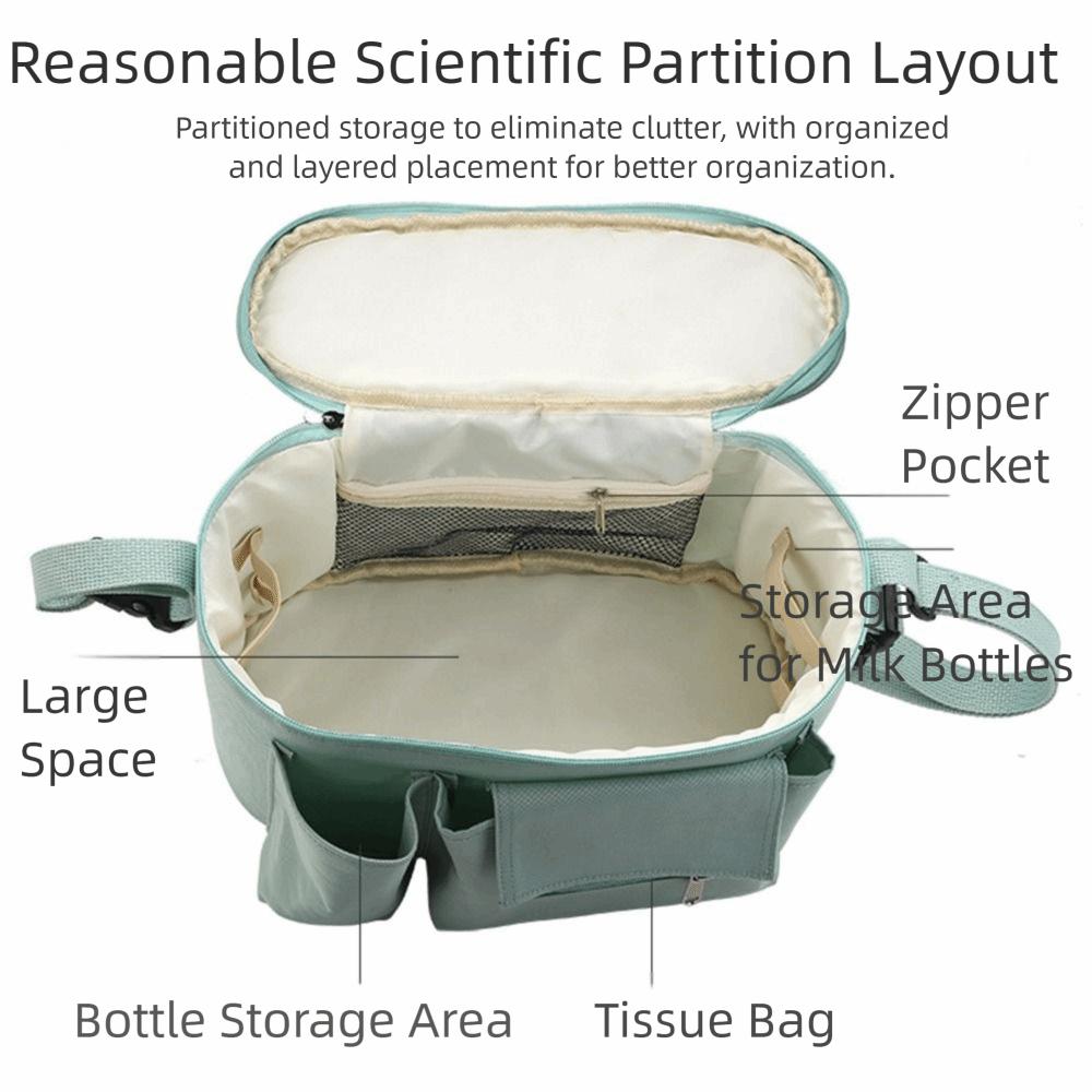 Large Capacity Baby Stroller Bag Multiple Pockets Oxford Cloth Baby Stroller Hanging Bag with Zipper Cartoon