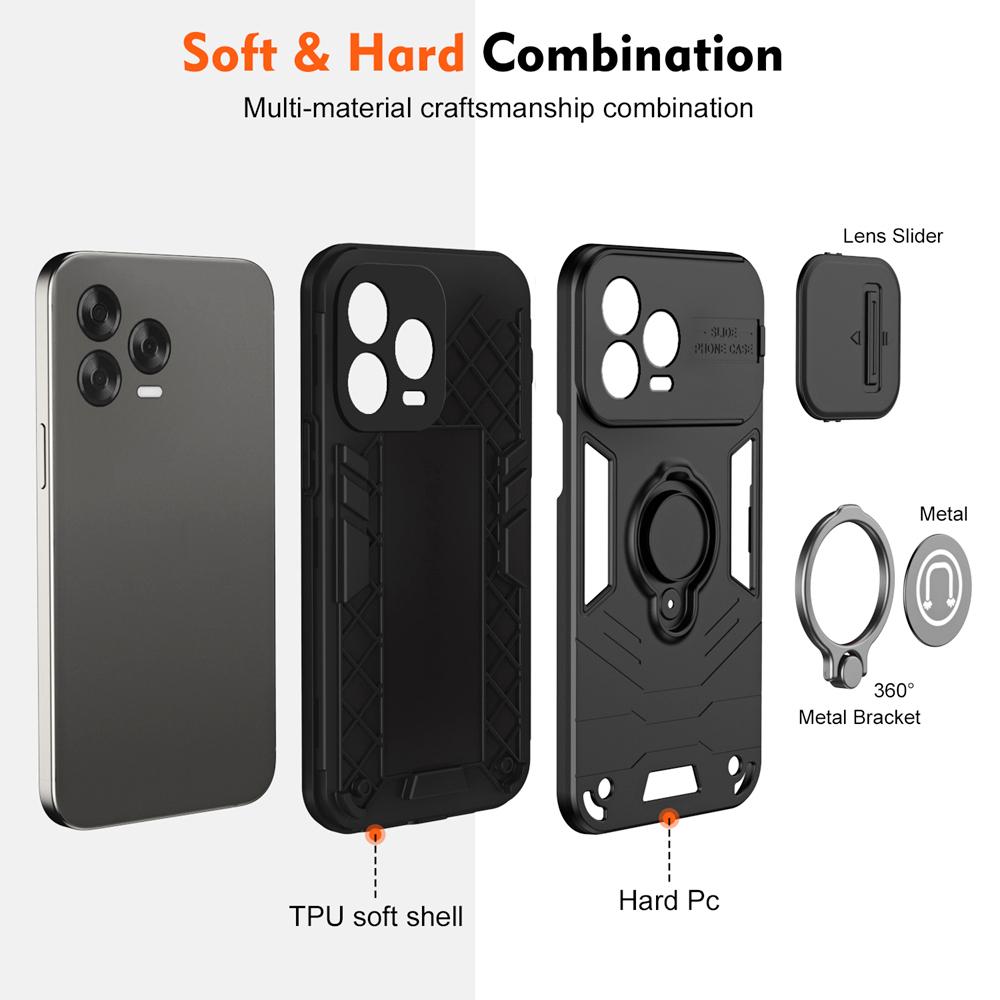 KEYSION Shockproof Case for ZTE Blade V70 Vita Silicone+PC Slide Camera Protection Ring Stand Phone Cover for Blade V70 Design