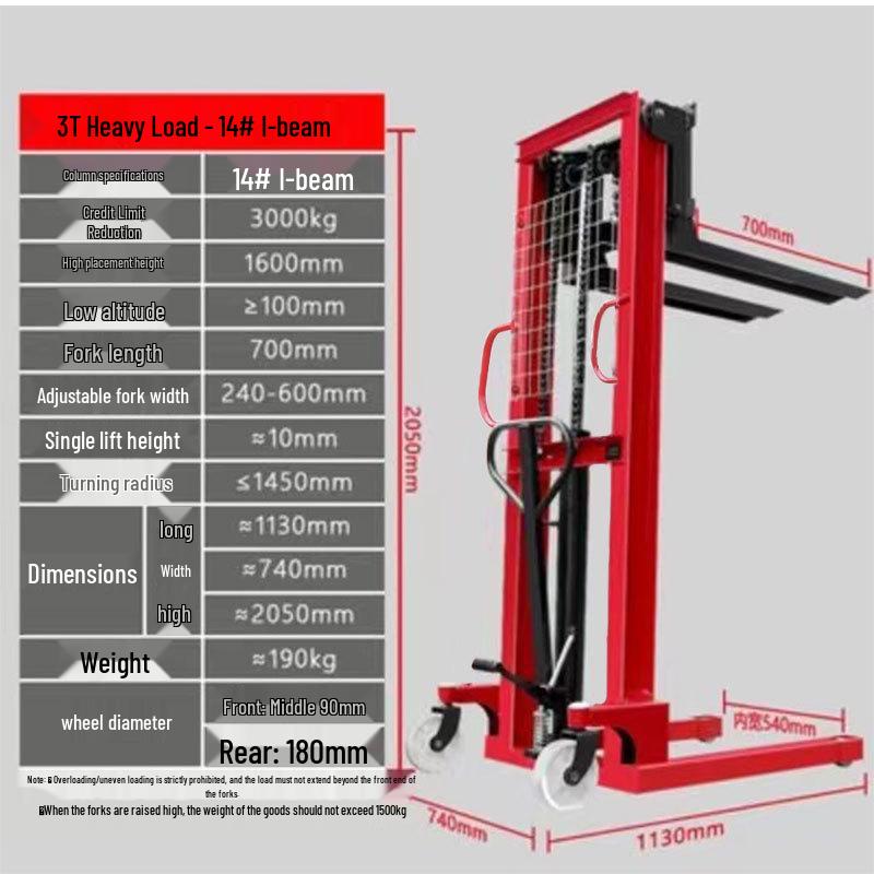 Manual Hydraulic Forklift Stacker: 1, 2, 3 Ton Capacity, Full/Semi-Electric, Hand Push