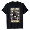 100% Cotton TOPS UNISEX TEES MENS WOMENS Childless Cat Lady Tarot Card T-Shirt ,Unisex Tee