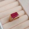Raw Deep Red Ruby Gemstone Sterling Silver Brushed Rose Gold Ring Jewelry, Unique Wedding Gift Ring