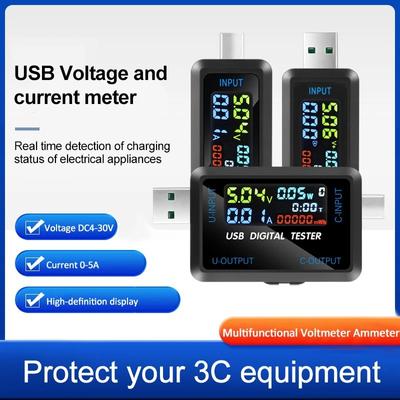 USB-тестер Type-C, цифровой вольтметр постоянного тока, амперметр, амперметр, измеритель напряжения, амперметр, индикатор зарядного устройства Power Bank