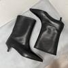 Fashion 2025 New Women Heeled Short Boots Fashion Leather Pointed Toe Shoes Designer Elegant Dress Pumps Winter Classical Zapatos Mujer