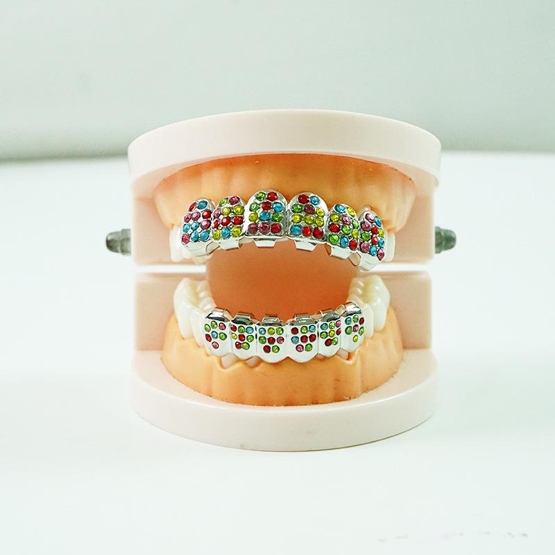 Colorful Rhinestone Hip Hop Grillz: Trendy European & American Street Rap Tooth Decoration