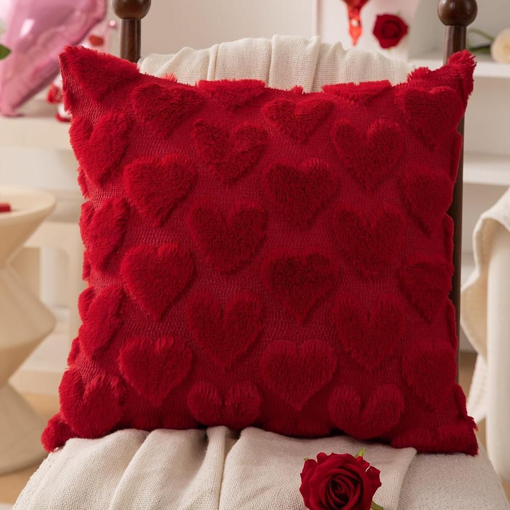 45*45 CM Heart Plush Pillow Cover Romantic Throw Pillow Cover Sweet Cushion Cover  Bedroom Decor