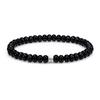 Matte Glossy Black Onyx Rune Bracelet with Sterling Silver Charm Bead Bracelet for Men [AWNL] & 14-15CM