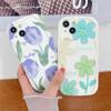 Silicone Soft Case Tulip Printed Floral Shell Mobile Phone White Back Cover for iPhone Samsung Xiaomi Redmi Infinix