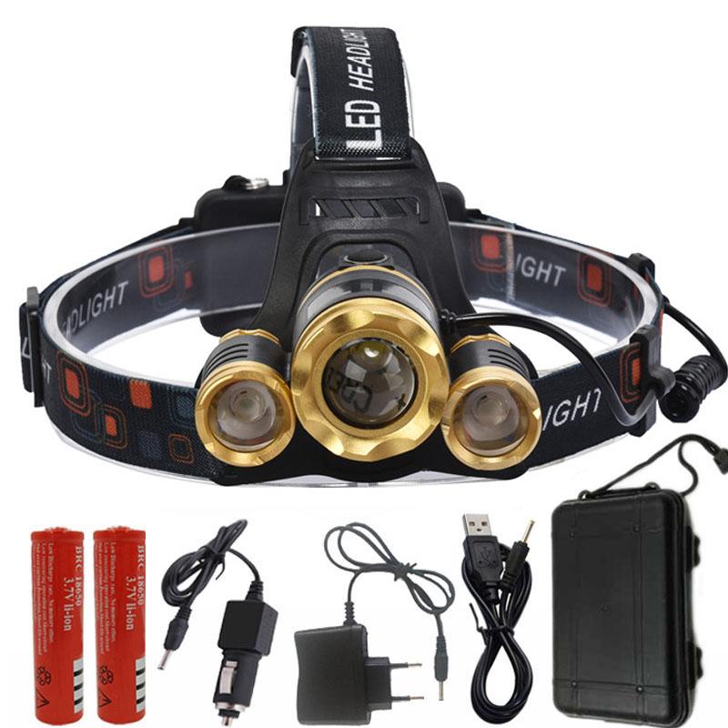 Светодиодные фары с возможностью масштабирования и регулировкой 1 * T6 и; 2 * Q5 USB аккумуляторная лампа налобного света с аккумулятором 18650