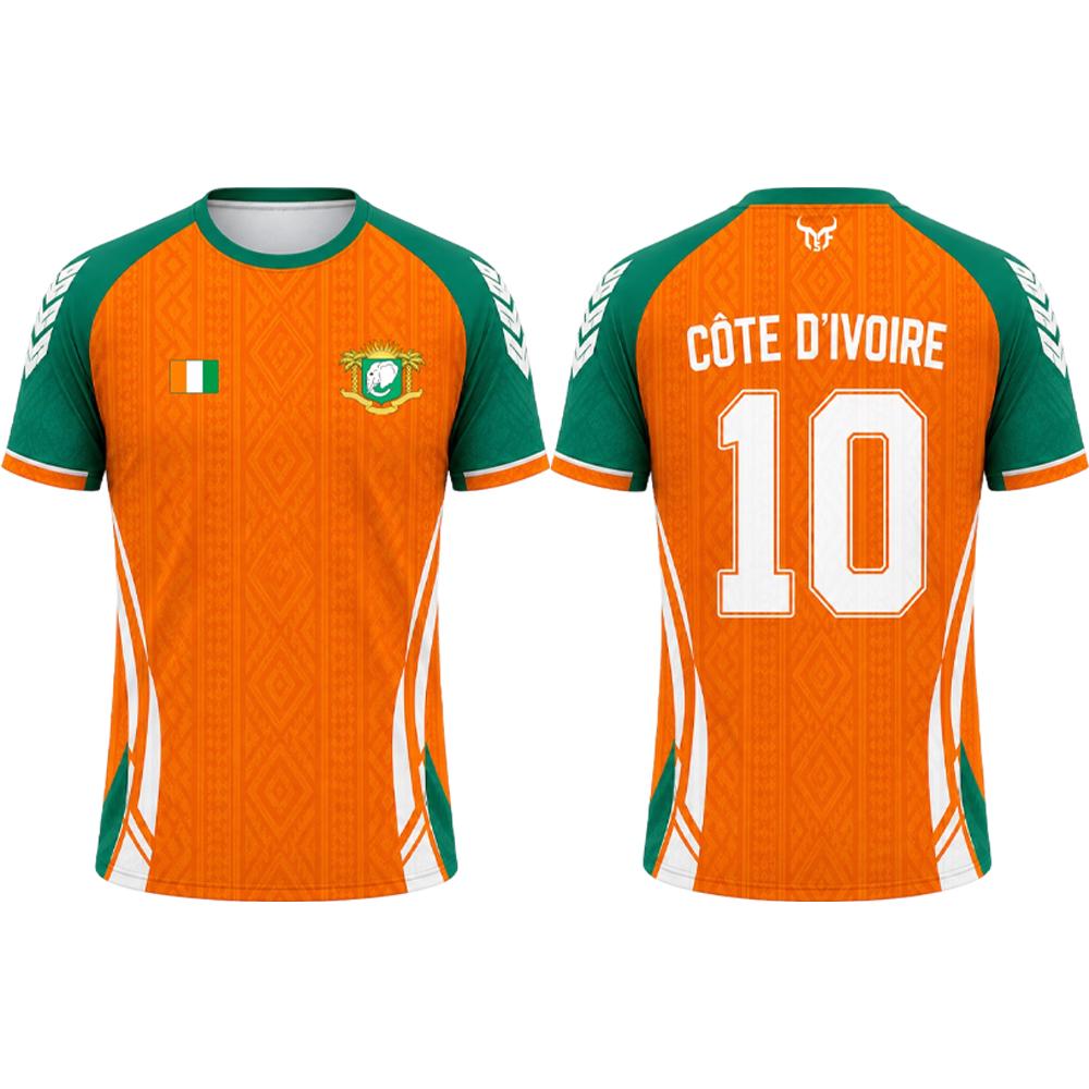 New Cote D'Ivoire Flag Print Jersey T-shirt Men's Sports Gym Quick-Drying Soccer Tee Unisex Casual O-neck Short-sleeved Tops