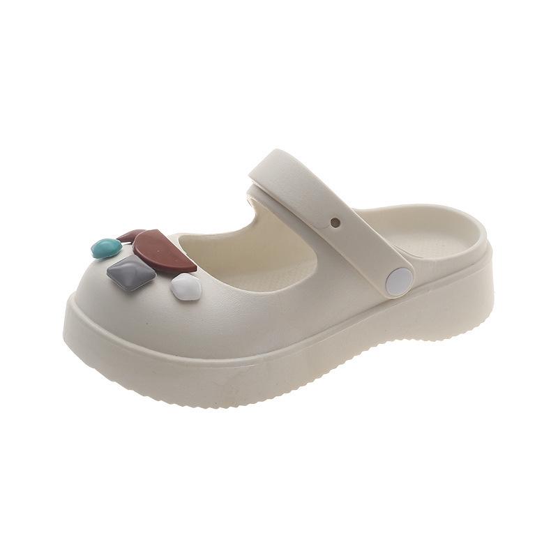 Женские модные черные сандалии 2023 года с закрытым носком и толстой подошвой, нескользящие