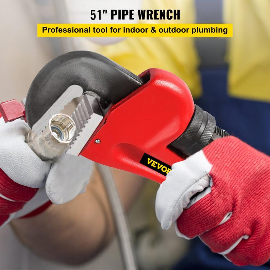 Pipe Wrench, 60 inch, Heavy Duty Cast Iron Straight Plumbing Wrench, Adjustable Plumber Tool for Sink Faucet Toilet Bowl Bathroom Kitchen Drainer