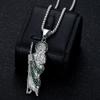 2026 Men's Fashion Personality Party Wear Accessories, Titanium Steel Gold Plated with Green Diamonds St. Jude Pendant Necklace