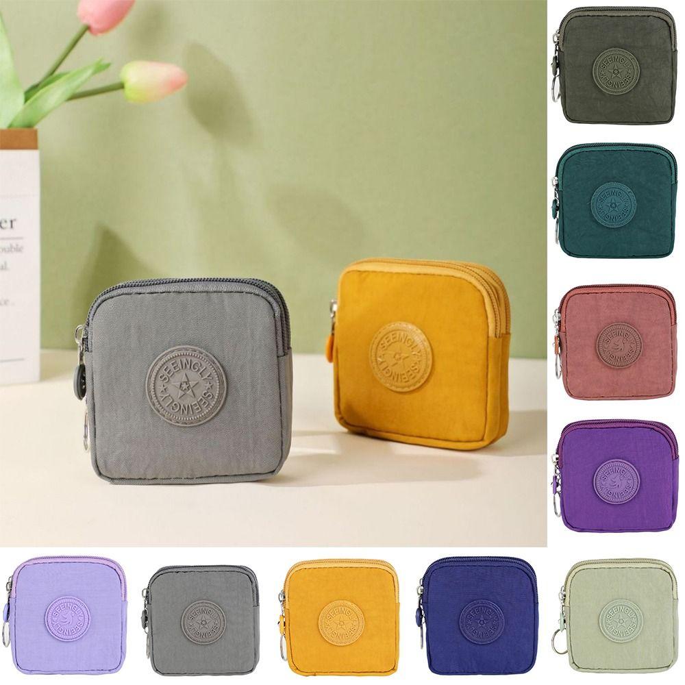 Waterproof Short Zipper Coin Purse Nylon Simple Storage Bag Portable Double-layer Wallet  Outdoor