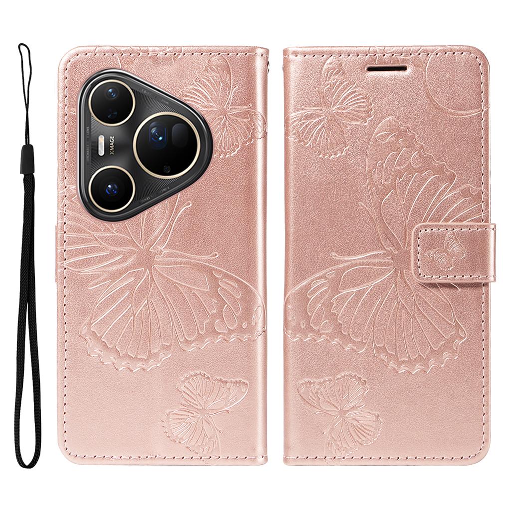 For Huawei Pura 80 Ultra Wallet Case Floral Butterfly Imprint Leather Phone Cover Stand