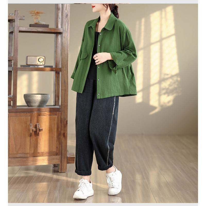 DIMANAF 2025 Осень Блузка Рубашка Женская Большого Размера Длинный Рукав Свободная Повседневная Женская Майка Хлопок Пуговицы