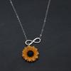 1Pc  Infinity Shape Sunflower Pendant Necklace Adjustable Silvery Chain Charm Jewelry For Women