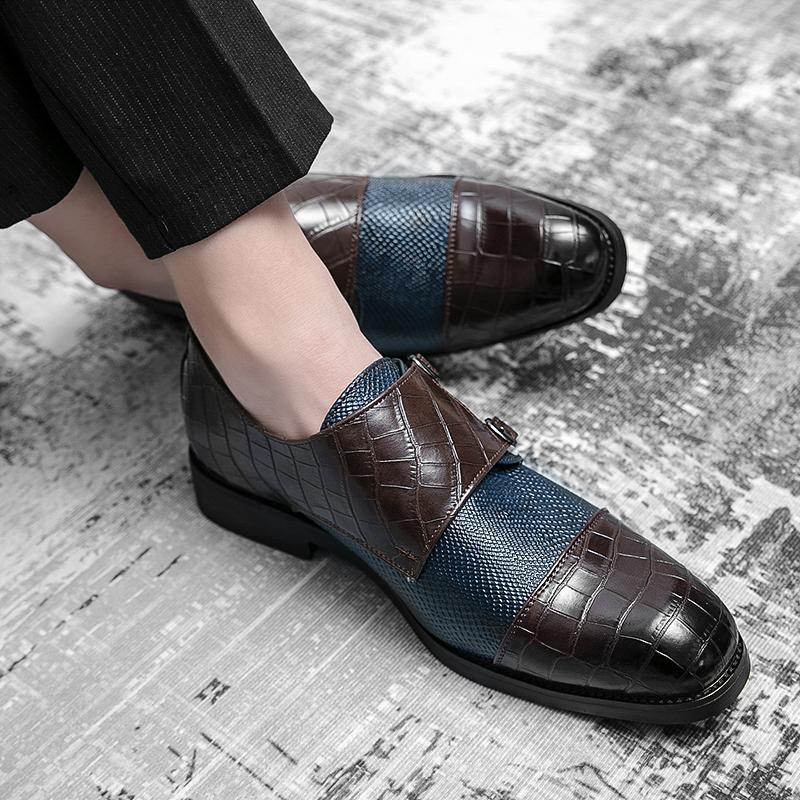 Модные мужские туфли из искусственной кожи с двойной пряжкой, мужские туфли с ремешком-монком и принтом змеи, классические итальянские туфли Zapatos Hombre, размер 48