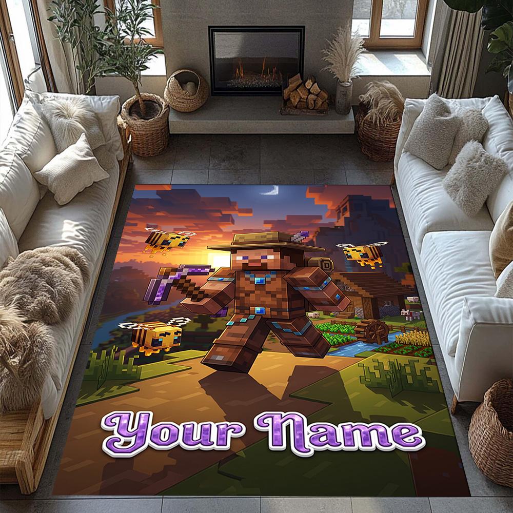 Minecraft Personalized Text Area Rug Design For Bedrooms Study Room Living Rooms Kitchen Antislip Carpet Anime Office Decor Wedding Party Gift