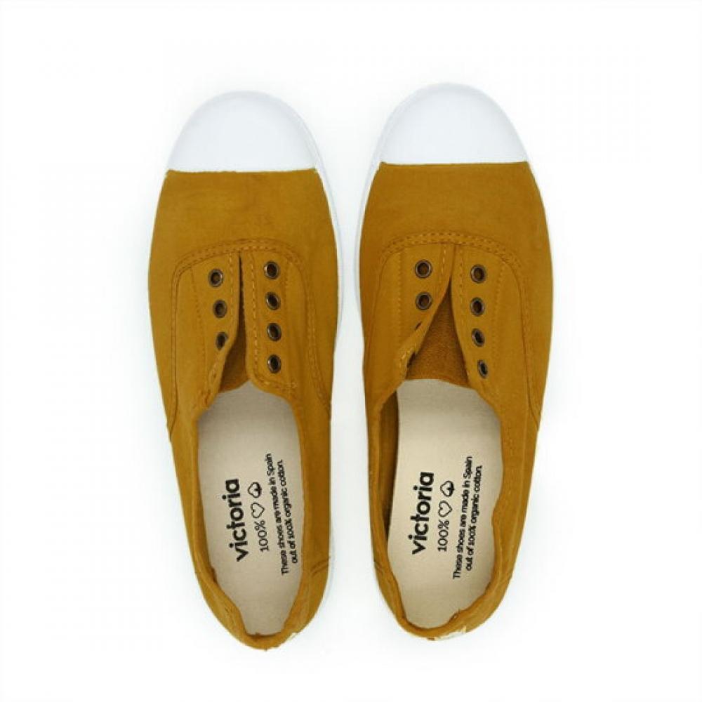 Victoria Shoes Inglesa Elastic Dyed Toe Sneakers Mustard 106623 Mostaza