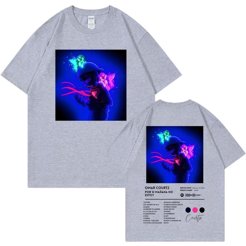 Singer Omar Courtz Double Sided Print Tshirt Por Si Mañana No Estoy Album Poster Graphic T Shirts Unisex Casual Cotton Tshirts