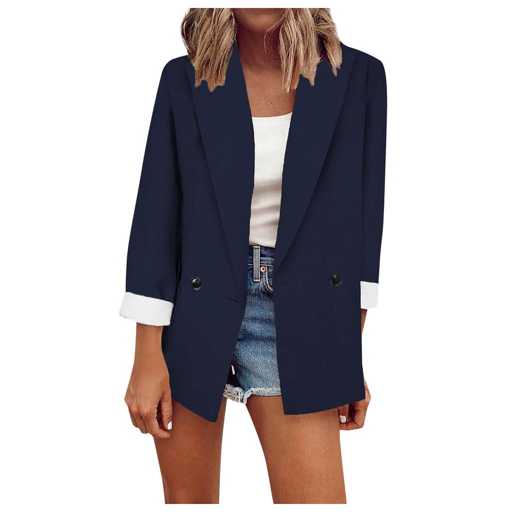 Ladies Long Puff Sleeve Solid Color Pleated Jacket Ladies Cardigan Pocket Casual Jacket