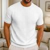 Men's Short Sleeve Jacquard T-Shirt, Loose Fit Crewneck Pullover, Breathable Moisture Wicking Vintage Casual Top