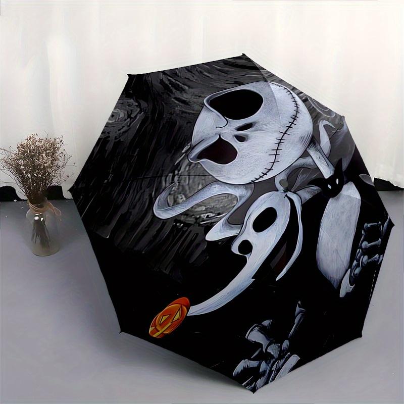 Jack Skellington,Nightmare Before Christmas Automatic Opening and Closing Umbrella - 8-rib Folding Design, Lightweight and Portable, Suitabl