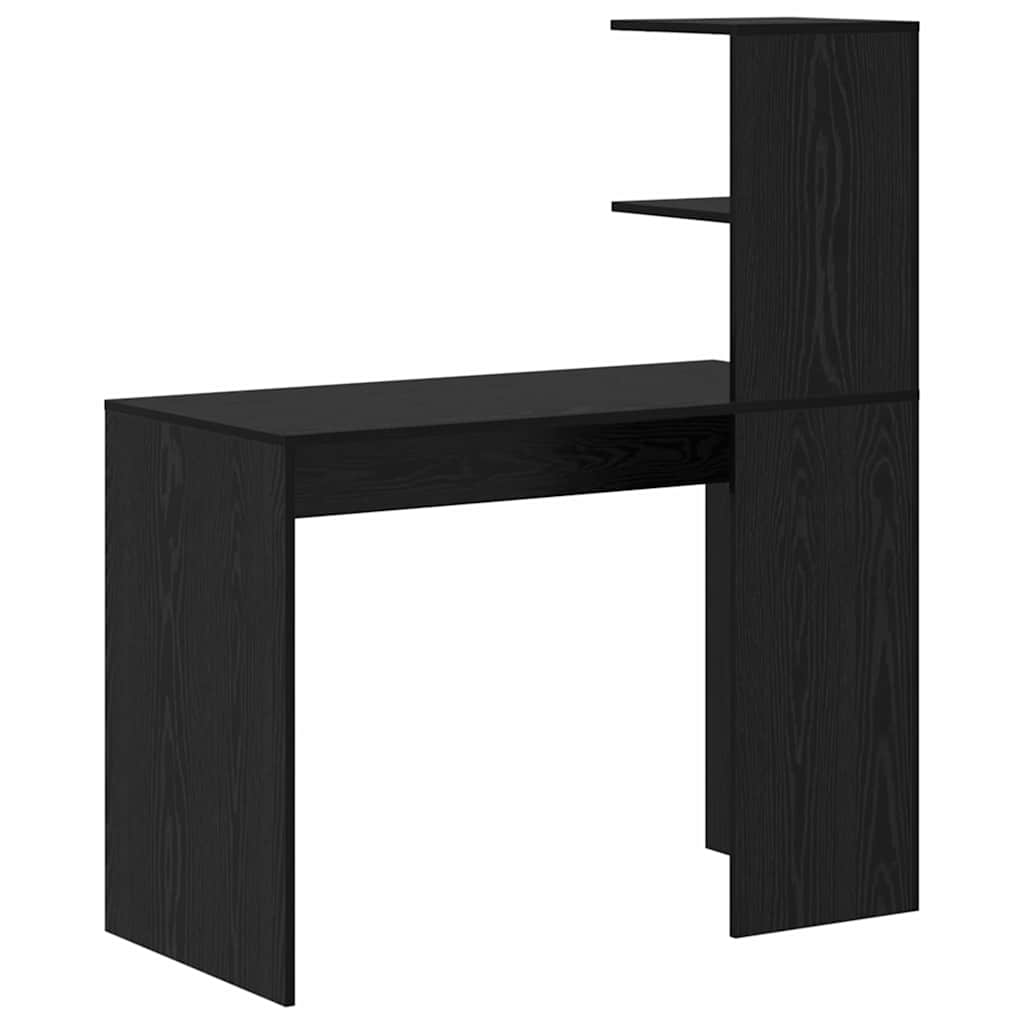 Desk with Shelf Black Oak Effect 102 x 50 x 124 cm