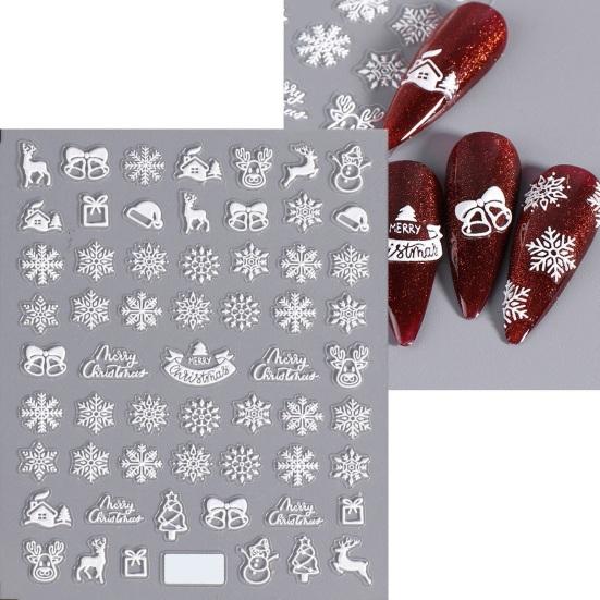 Рождественские наклейки для ногтей, праздничные снежинки, мультяшный лось, трехмерная наклейка для дизайна ногтей, женские аксессуары