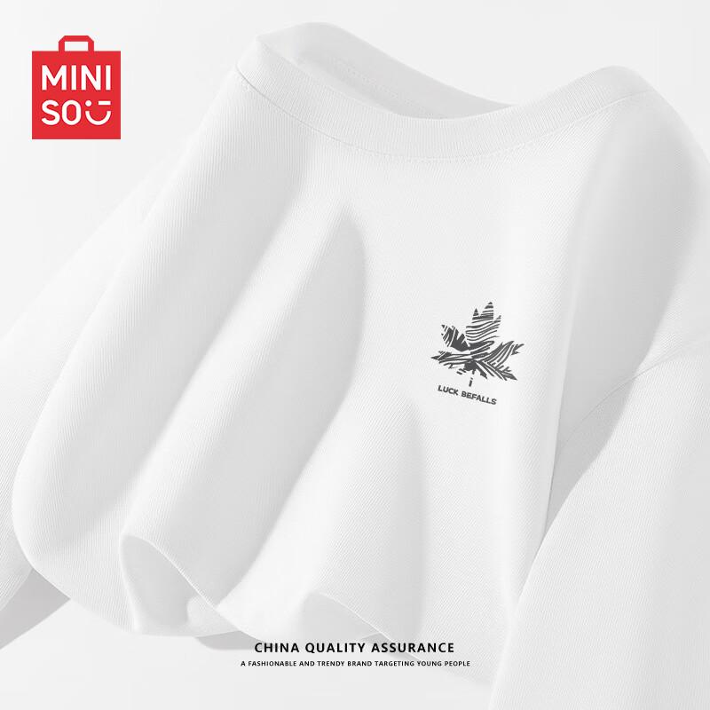 MINISO Мужская хлопковая футболка свободного кроя с длинным рукавом
