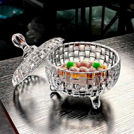 Большая стеклянная конфетница с крышкой, расписанная вручную, красочная банка для конфет, декоративная шкатулка для драгоценностей, контейнер для печенья для свадебного буфета, для печенья, орехов, шоколада