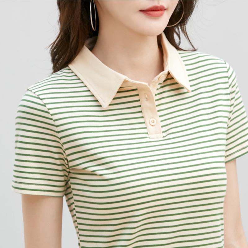 Женские тонкие повседневные рубашки Harajuku, сексуальные топы с лацканами, женская летняя хлопковая футболка с короткими рукавами, полосатая нижняя рубашка