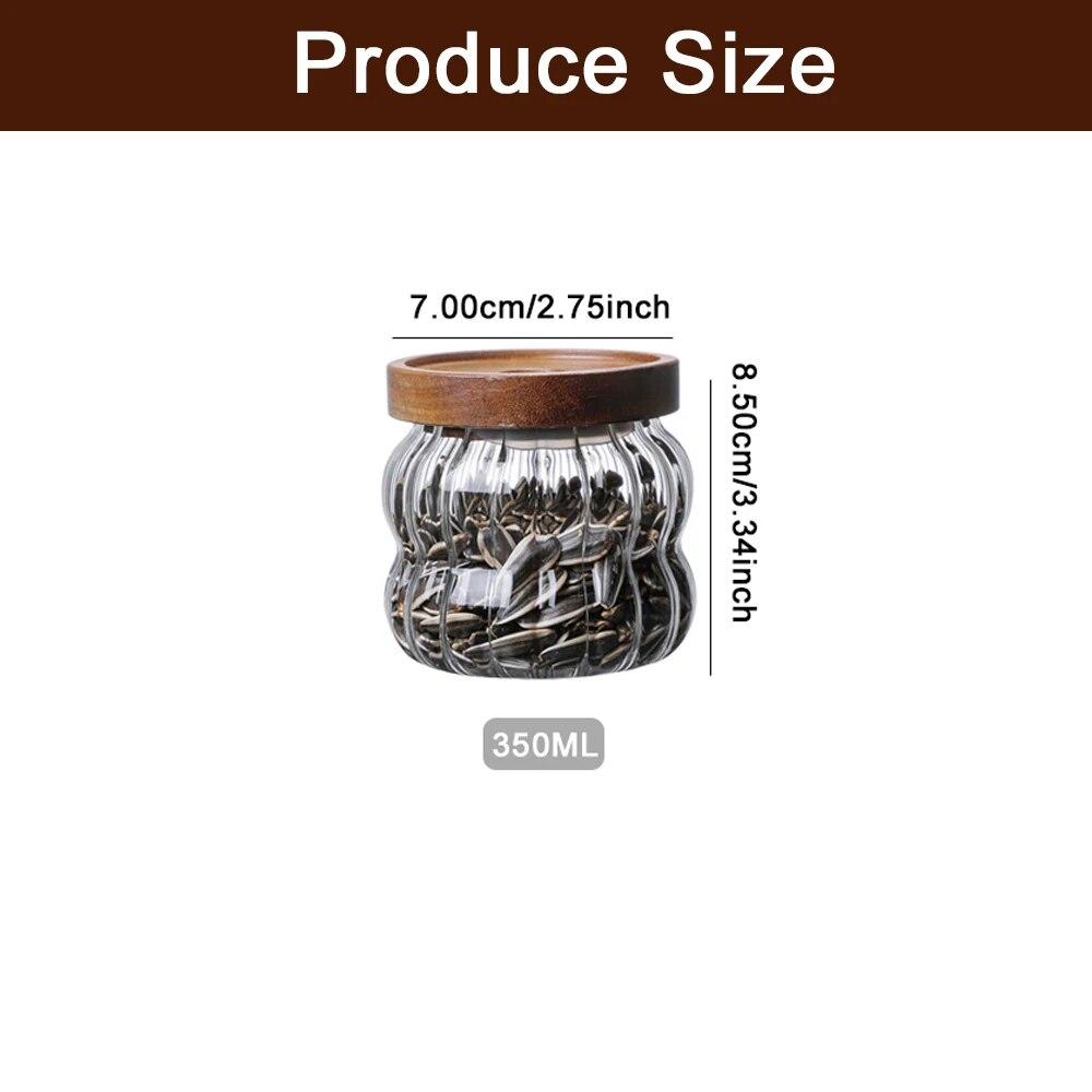 Полосатая стеклянная герметичная банка с крышкой. Кухонный контейнер для еды. Бутылка для хранения в форме тыквы. Чай, кофе в зернах. Контейнер для банок для конфет.